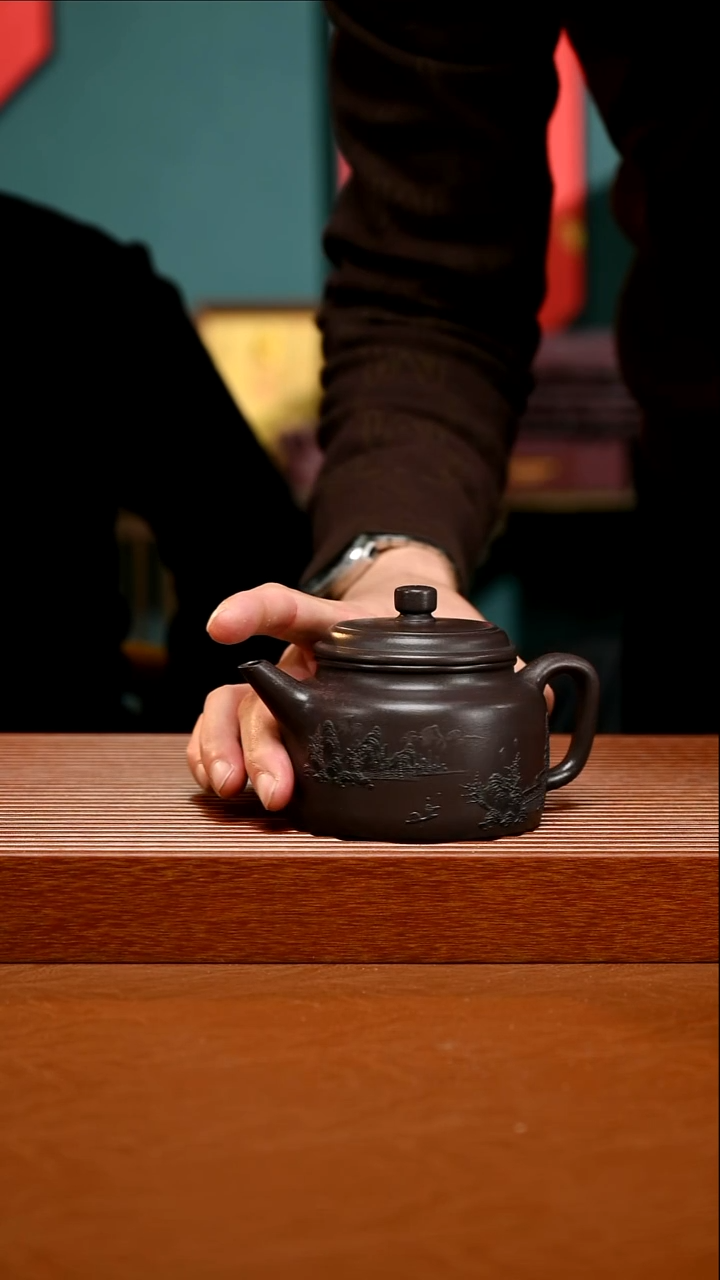 茶壶紫砂本色堆绘天青德钟378
