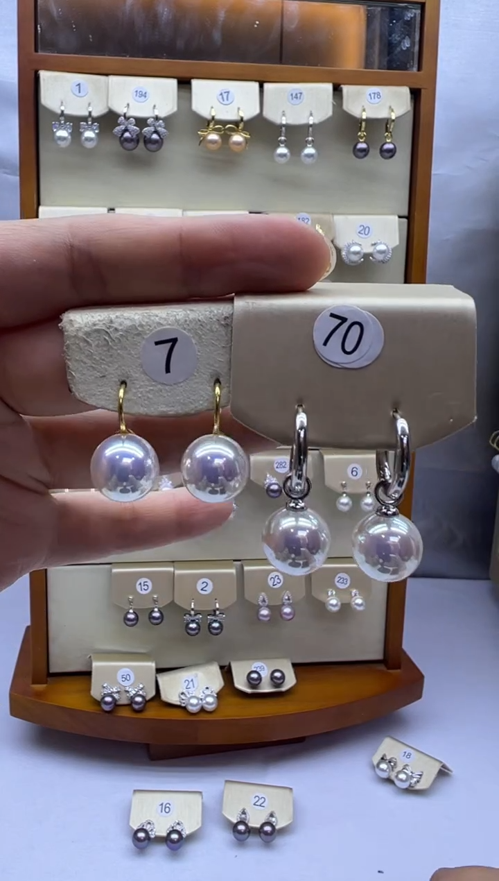 未镶嵌耳饰淡水珍珠7+70