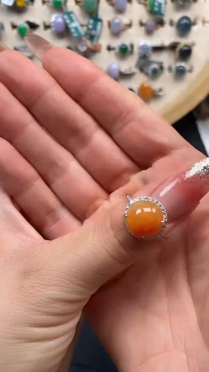 银S925镶嵌戒指翡翠天然翡翠10.12/0013