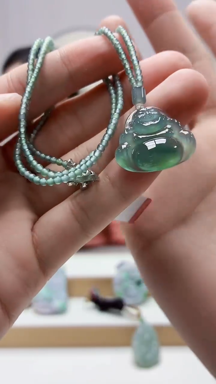 未镶嵌定制翡翠4852bb-毛货挂件53赠珠链