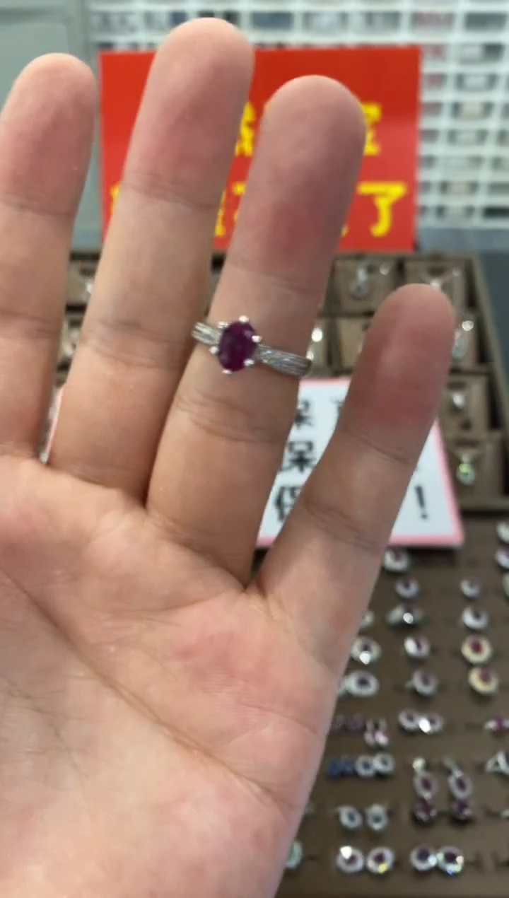 红宝石戒指银S925镶嵌1