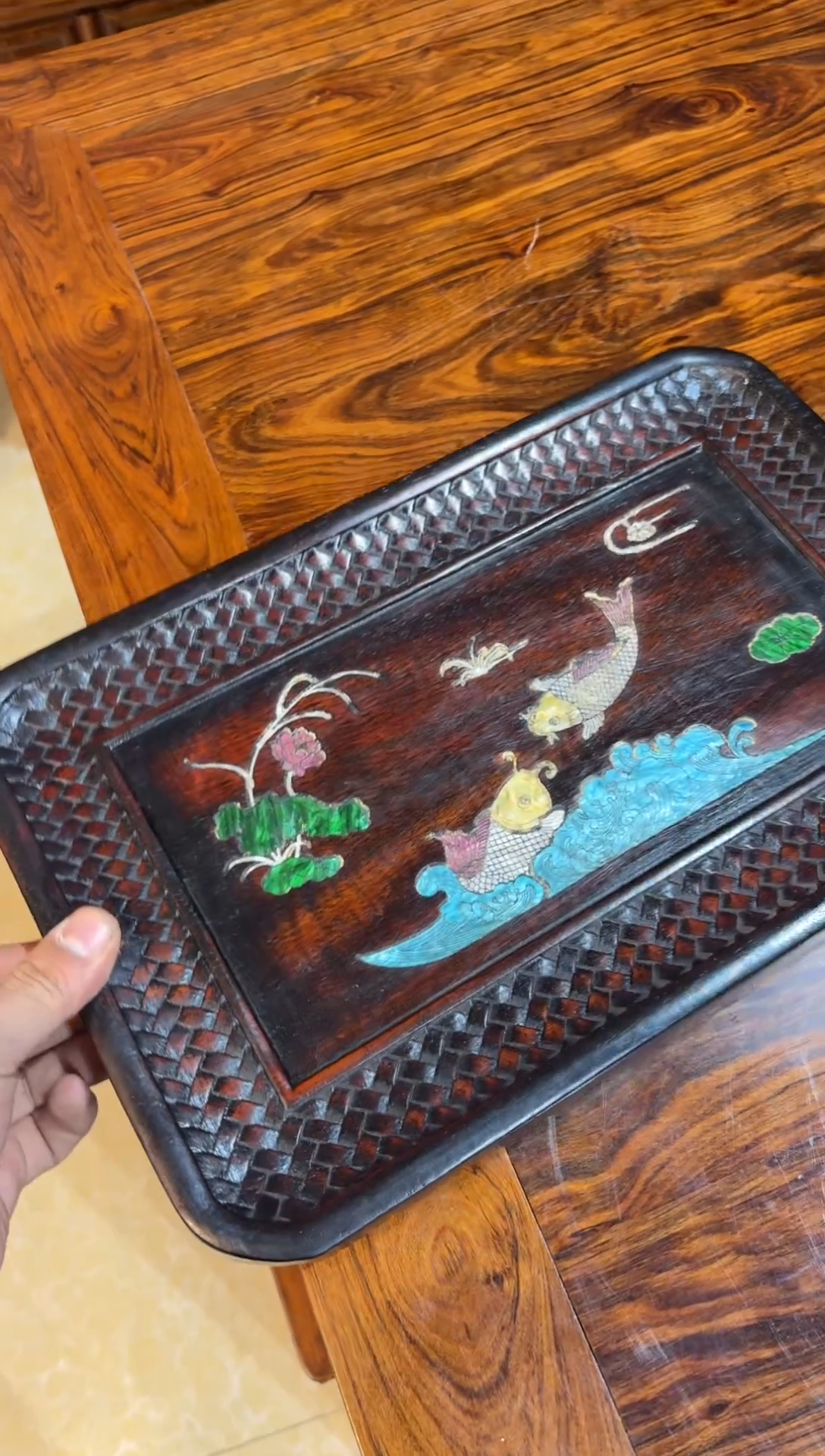 小叶紫檀茶盘木木