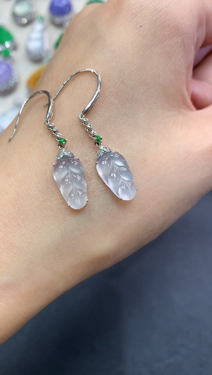 【闪购商品】翡翠耳饰18K金镶嵌q7       