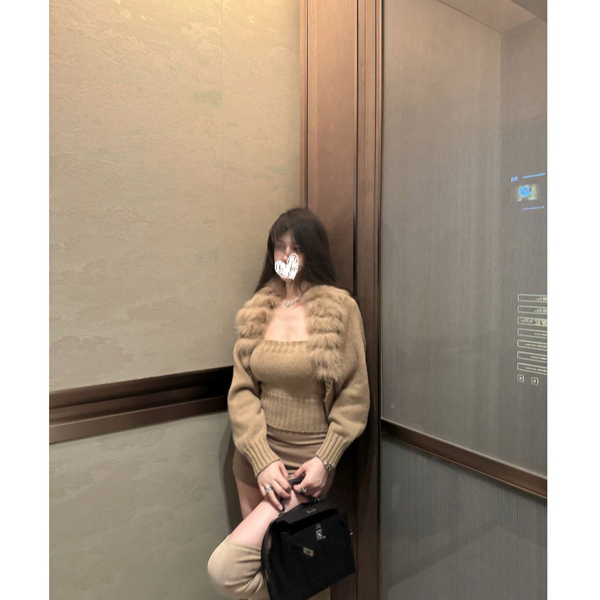 毛针织衫外套抹胸2025新款套装短款秋冬小个子穿搭气质两件套