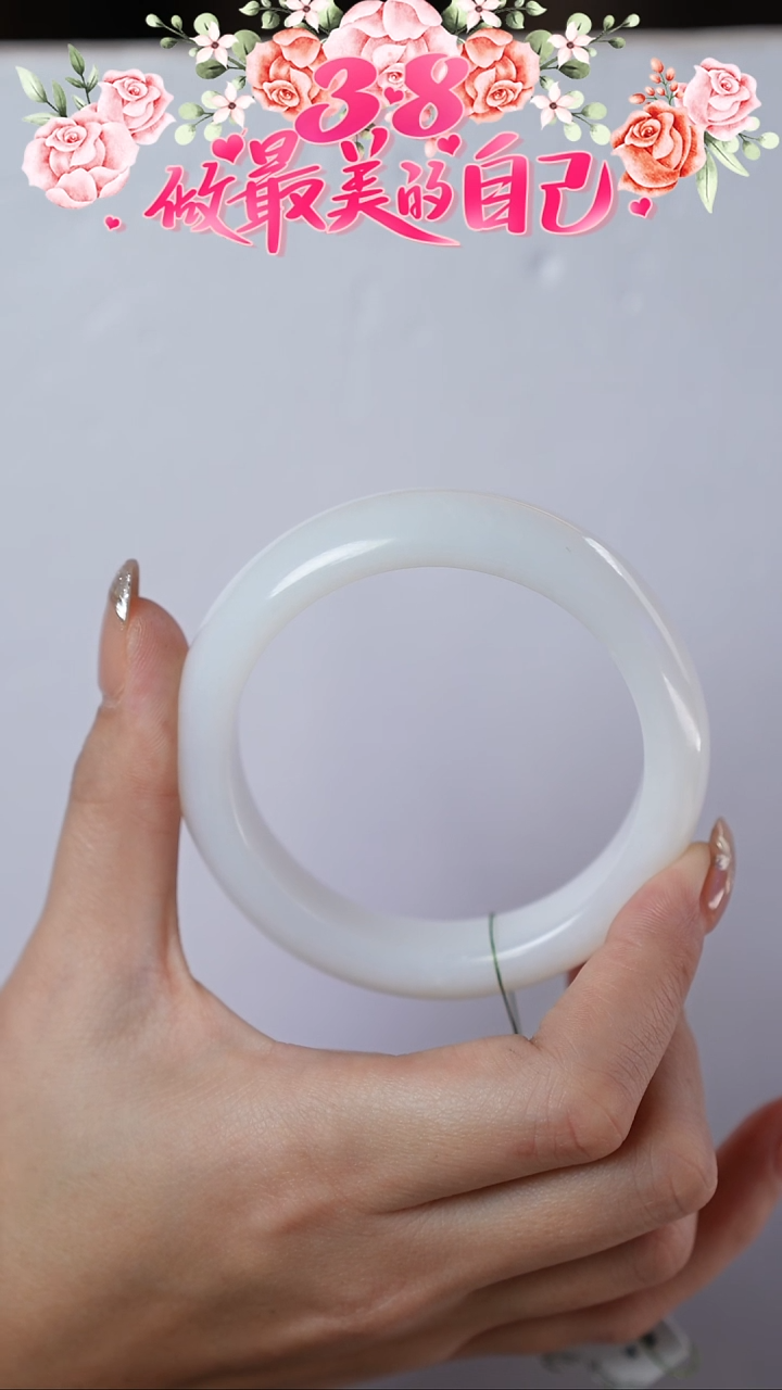 【闪购商品】和田玉手镯未镶嵌56.6圈口满羊脂白玉-漏