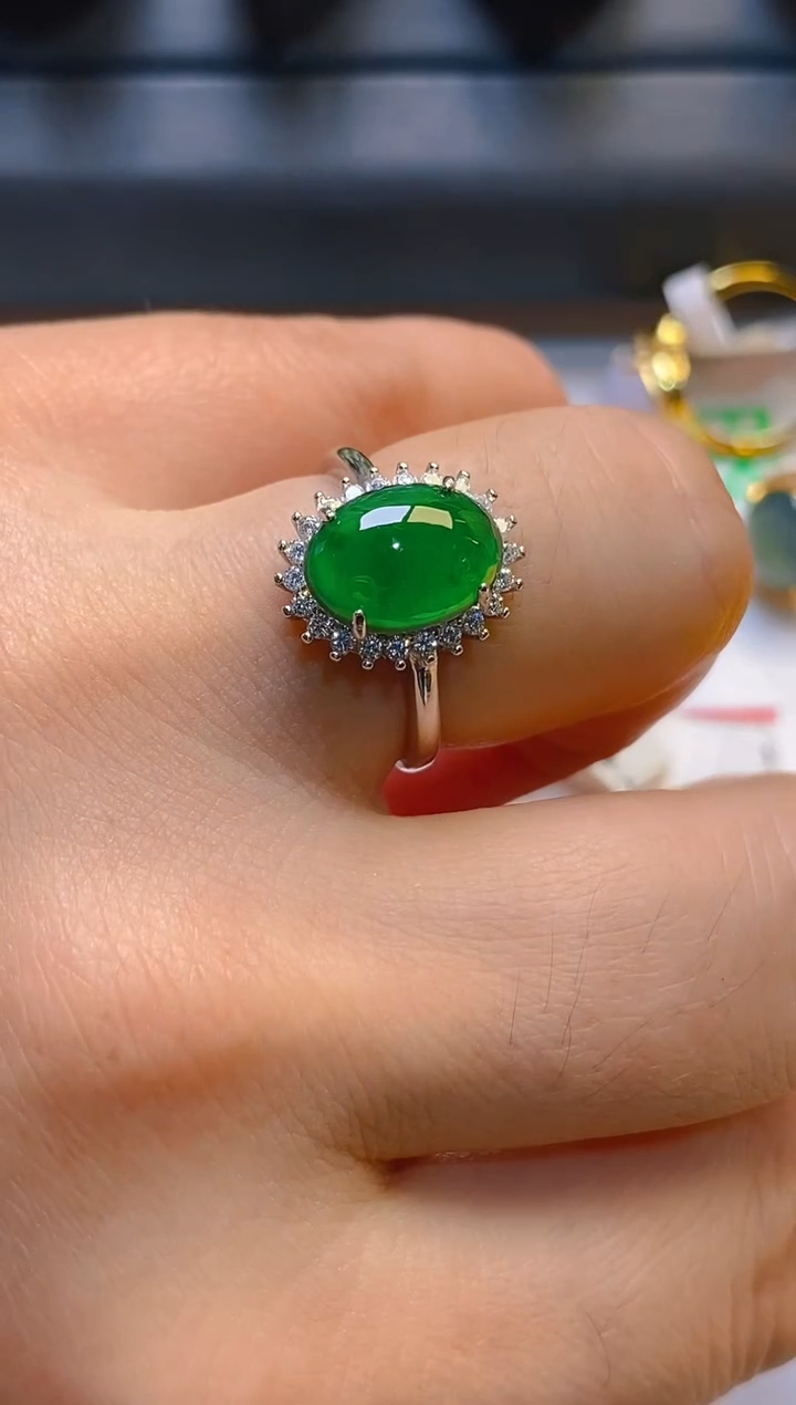 【闪购商品】翡翠耳饰银S925镶嵌天然A货翡翠1