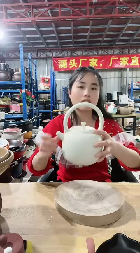 陶615瑕疵粗陶明火壶带盖