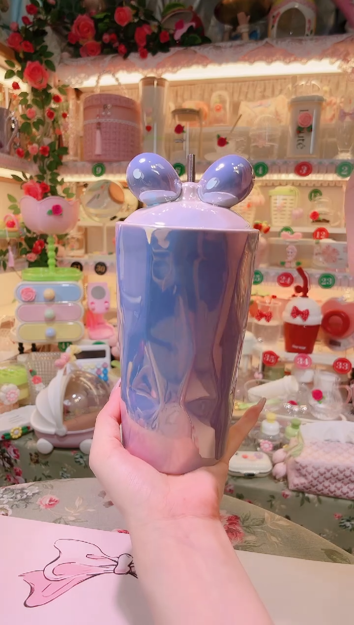 其他品质好发货快放心拍！紫色米奇吸管杯
