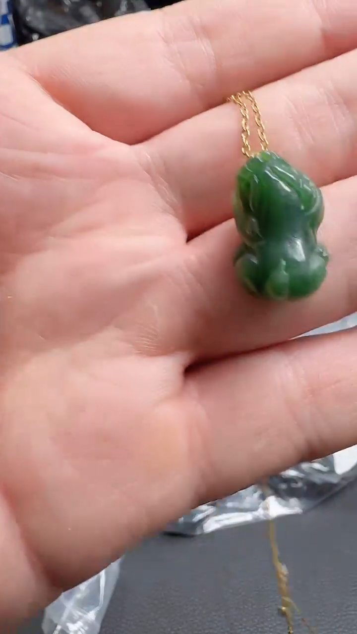 和田玉18K金镶嵌颈饰084
