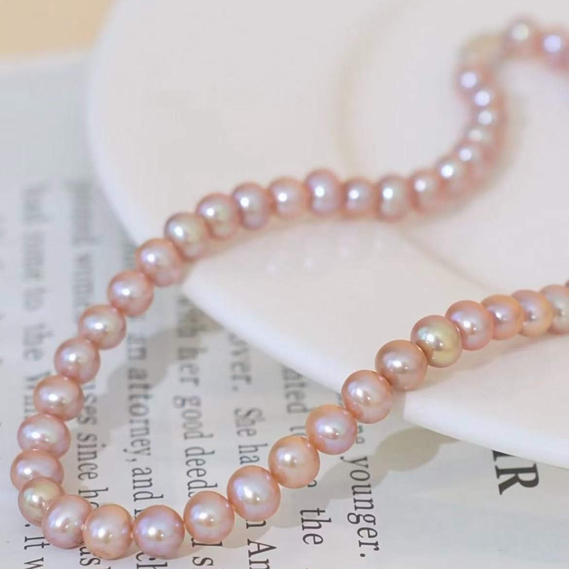 【萍姐珠宝】天然淡水浪漫仙女粉紫真珍珠9-10mm衬肤色百搭S925银扣