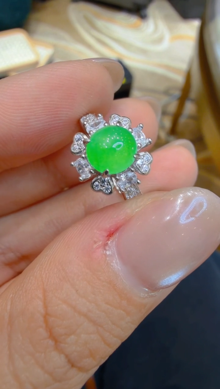 银S925镶嵌戒指翡翠多样性团购发一件