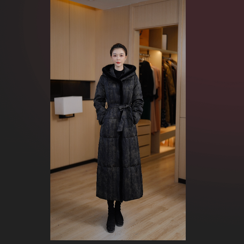 【7073】贵妇香云纱白鹅绒保暖新款羽绒服