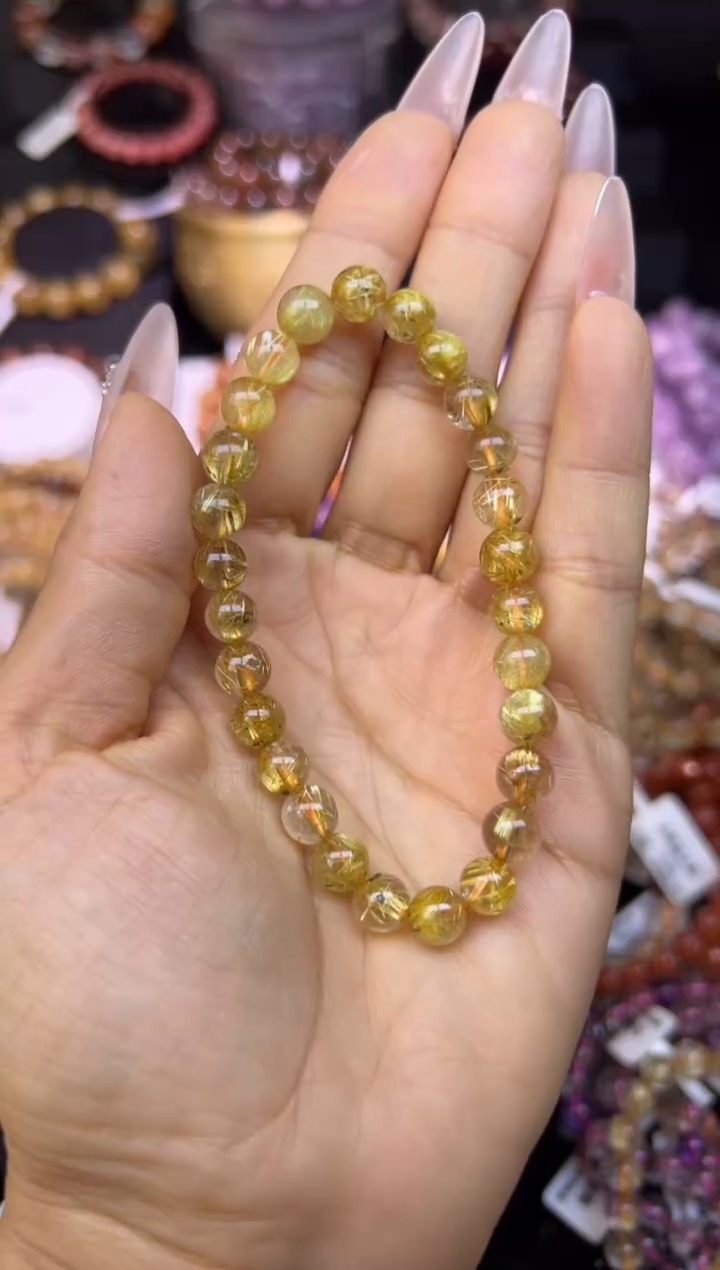 未镶嵌手串水晶金发晶7mm+