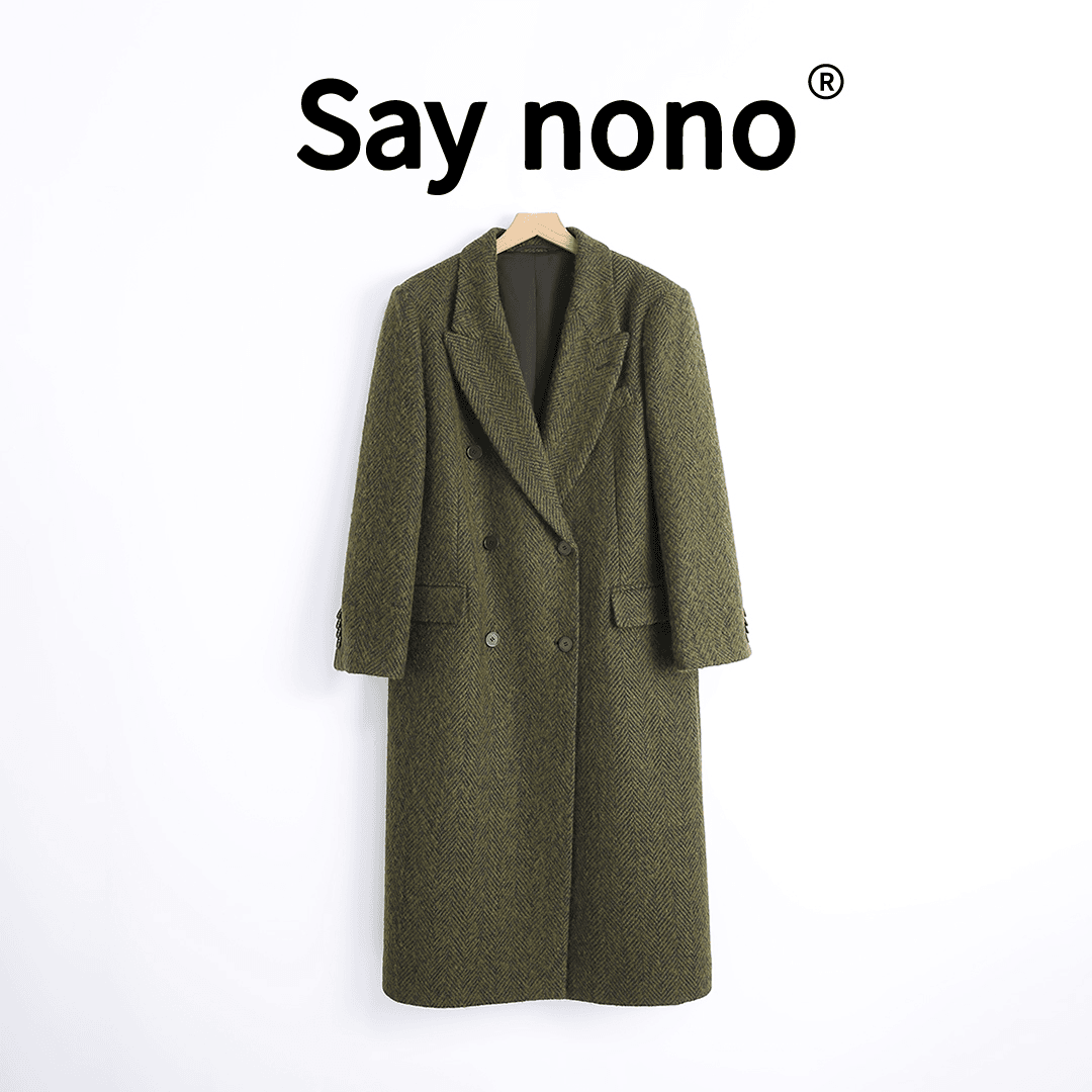 懒猫nono│Saynono 法式＿复古人文字毛呢长款大衣外套 /WD24306A
