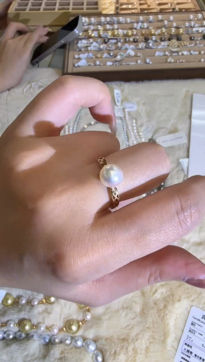 18K金镶嵌戒指海水珍珠zzxm多样性发其一