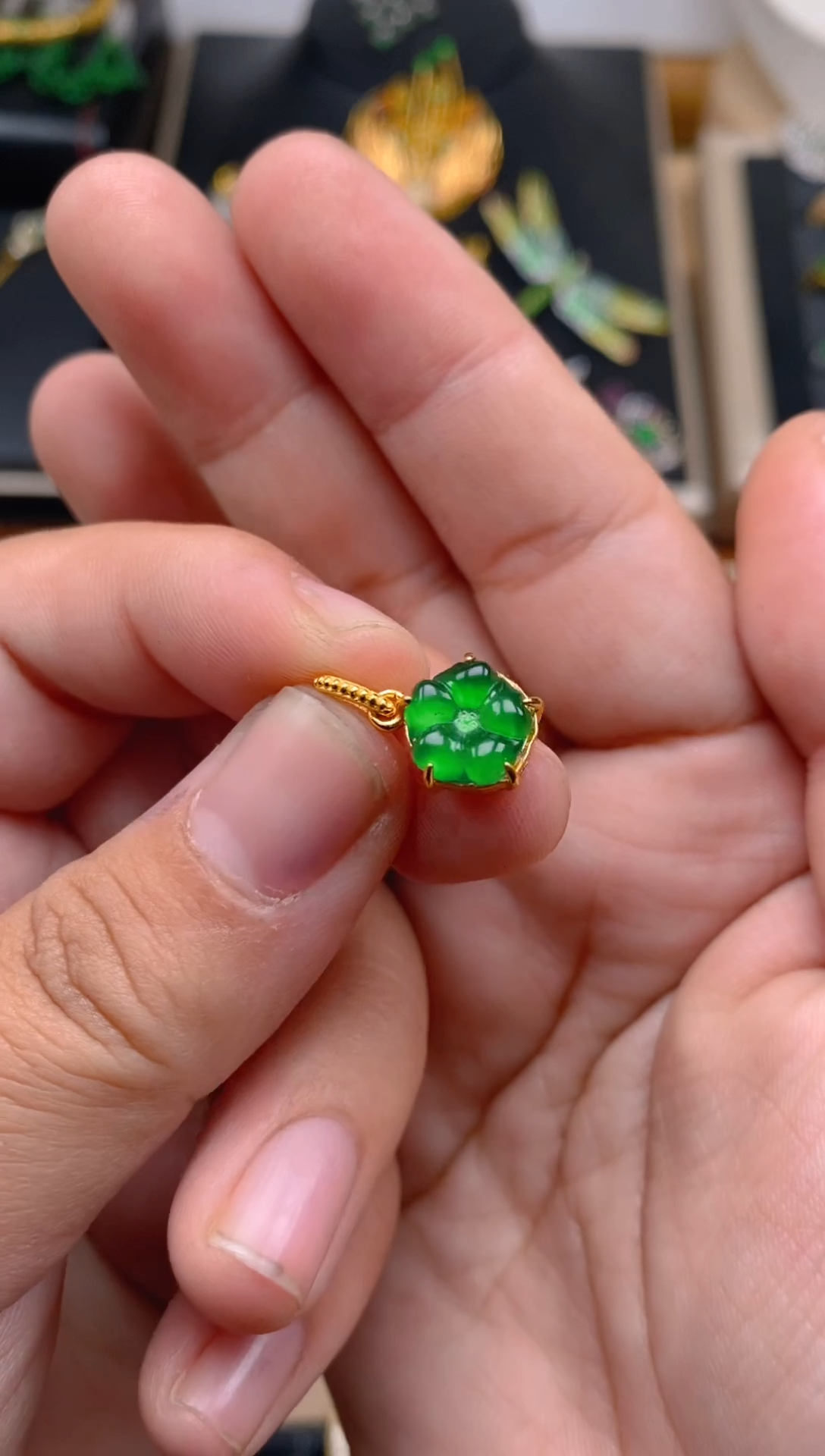 【闪购商品】翡翠吊坠(不含链)银S925镶嵌花花