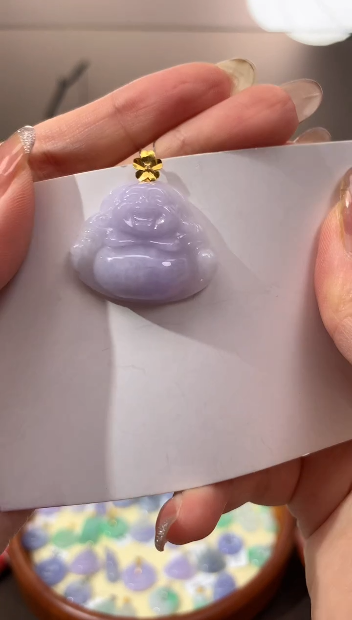 【闪购商品】翡翠颈饰18K金镶嵌天然缅甸a货翡翠