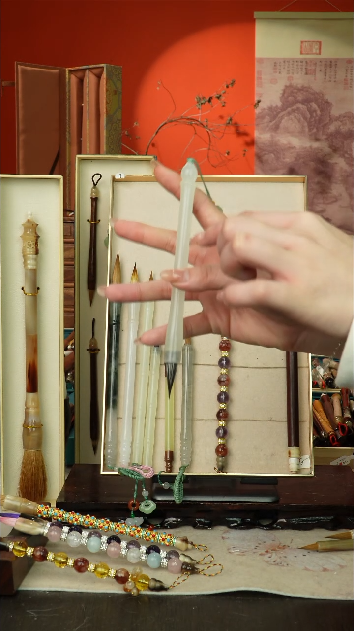 3号闪孤品高货毛笔链接 清水试笔 蘸墨不退