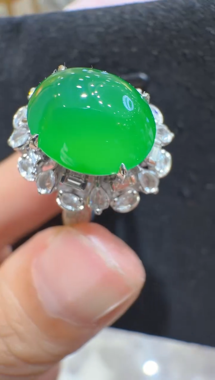 18K金镶嵌戒指翡翠多样性团购发一件