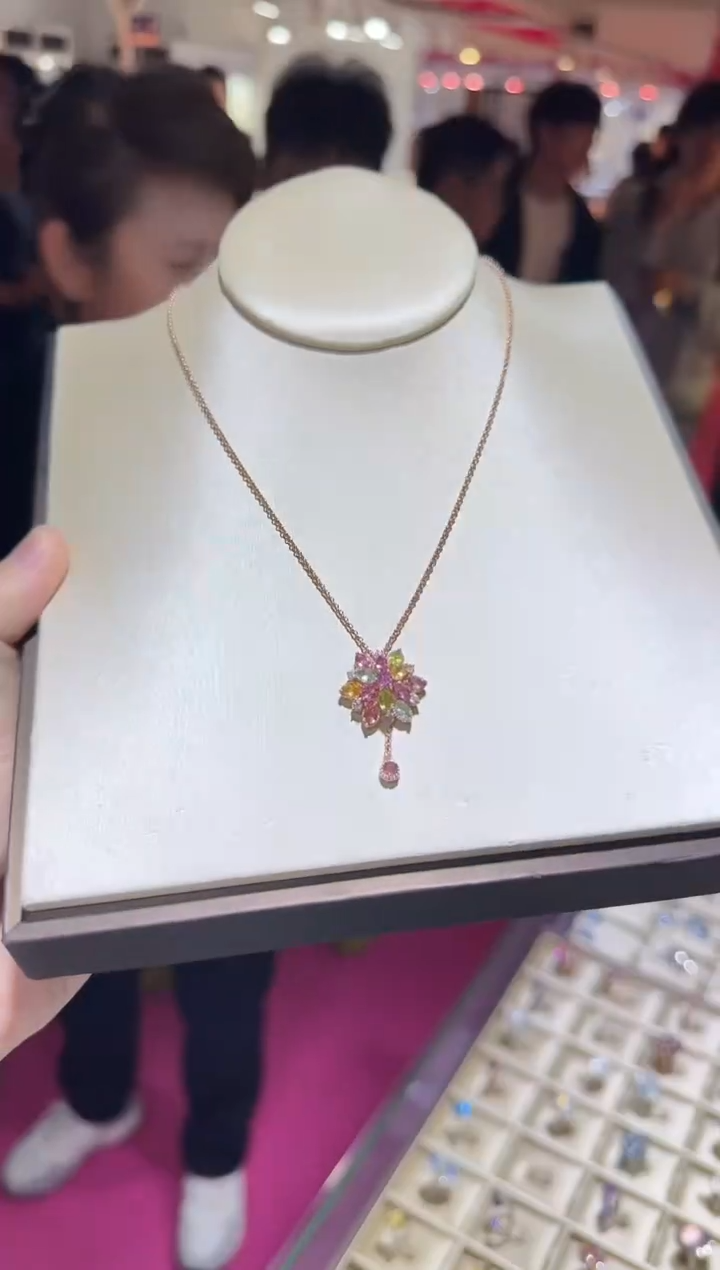 颈饰银S925镶嵌碧玺套链多样性发设计款