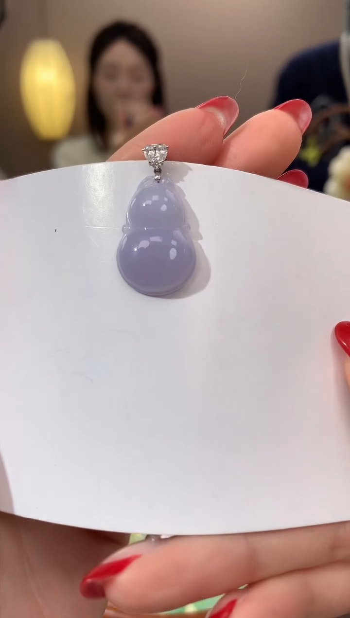 【闪购商品】翡翠颈饰18K金镶嵌天然缅甸a货翡翠