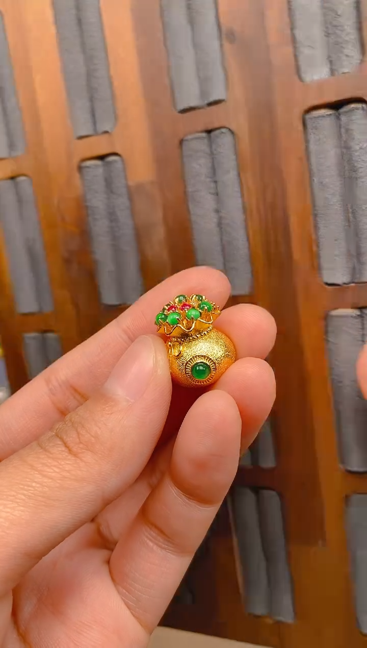 翡翠银S925镶嵌吊坠(不含链)福袋