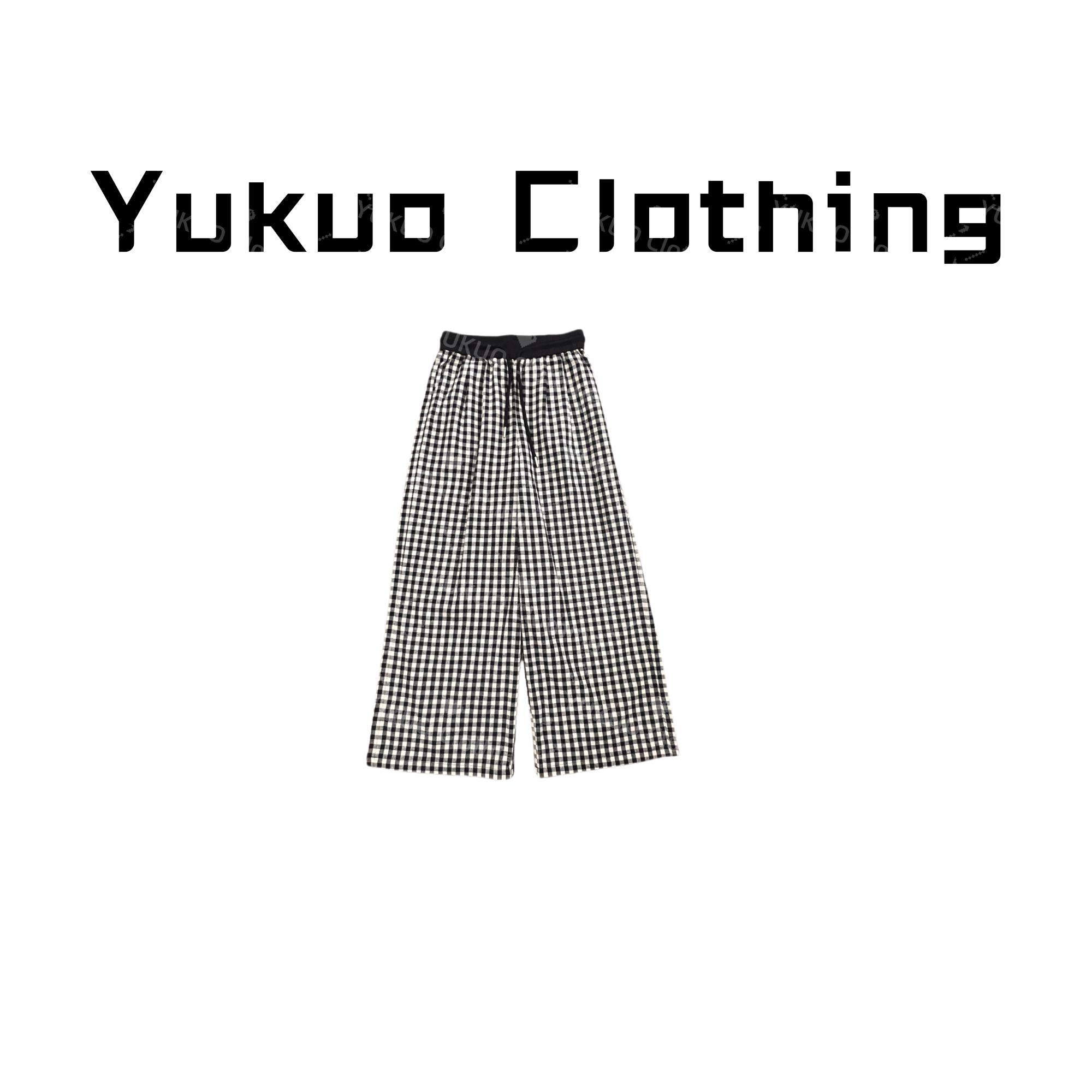 设计感格纹休闲百搭阔腿裤4010