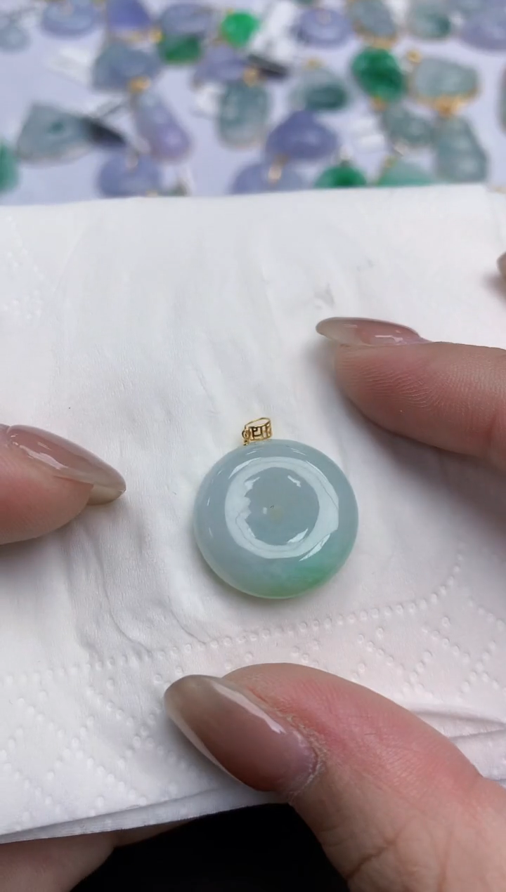 【闪购商品】翡翠颈饰18K金镶嵌天然缅甸翡翠A货