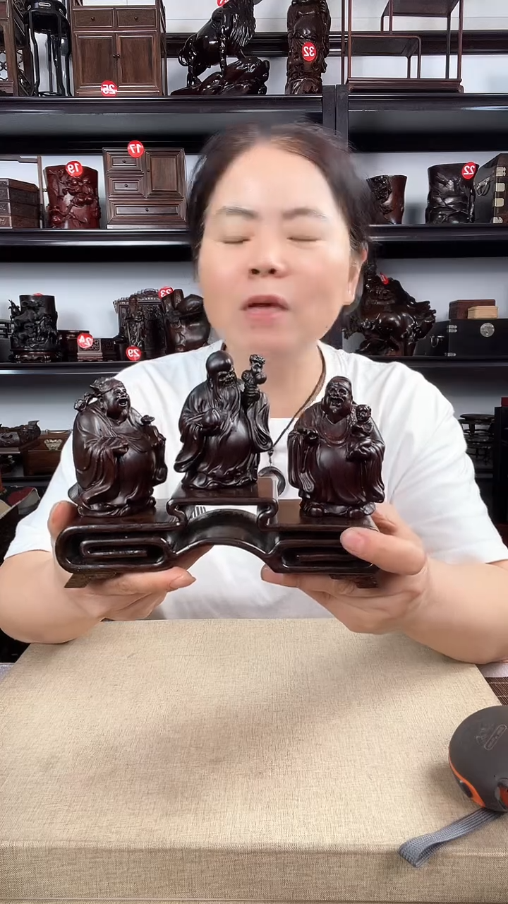 木三连+福禄寿老李红木工艺品