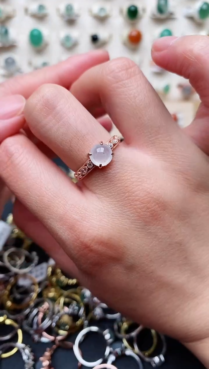 【闪购商品】翡翠戒指银S925镶嵌天然翡翠333  1+