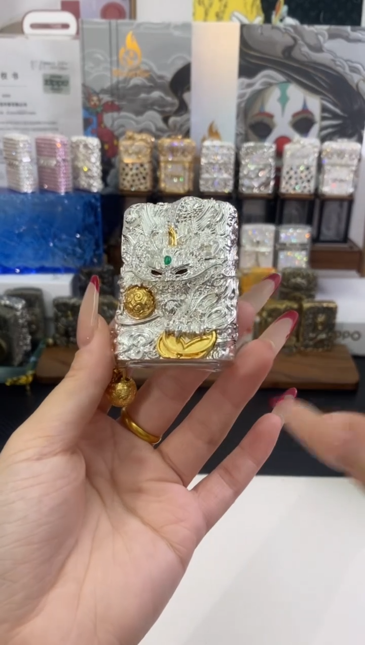 铜ZIPPO银玉貔貅 礼盒礼袋+挂件+133ml油+火石