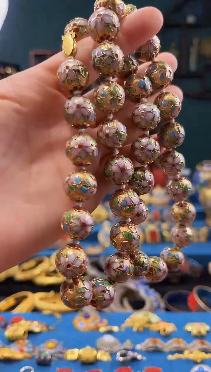 景泰蓝项链金地粉色1.4