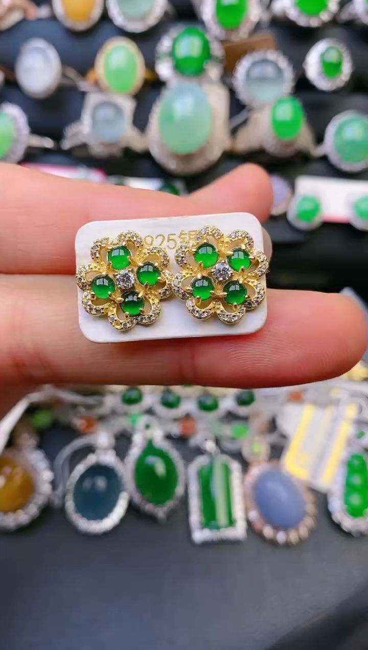 【闪购商品】翡翠戒指银S925镶嵌天然A货翡翠1