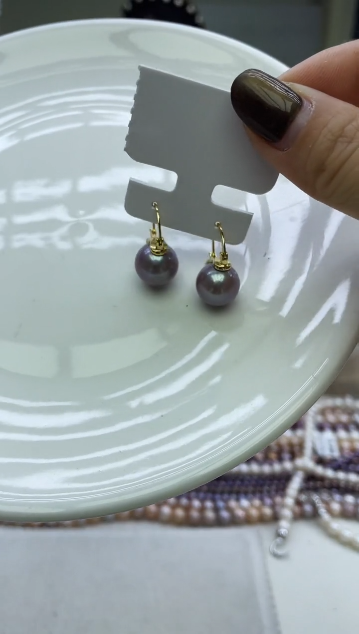 未镶嵌耳饰淡水珍珠紫色系耳饰12mm