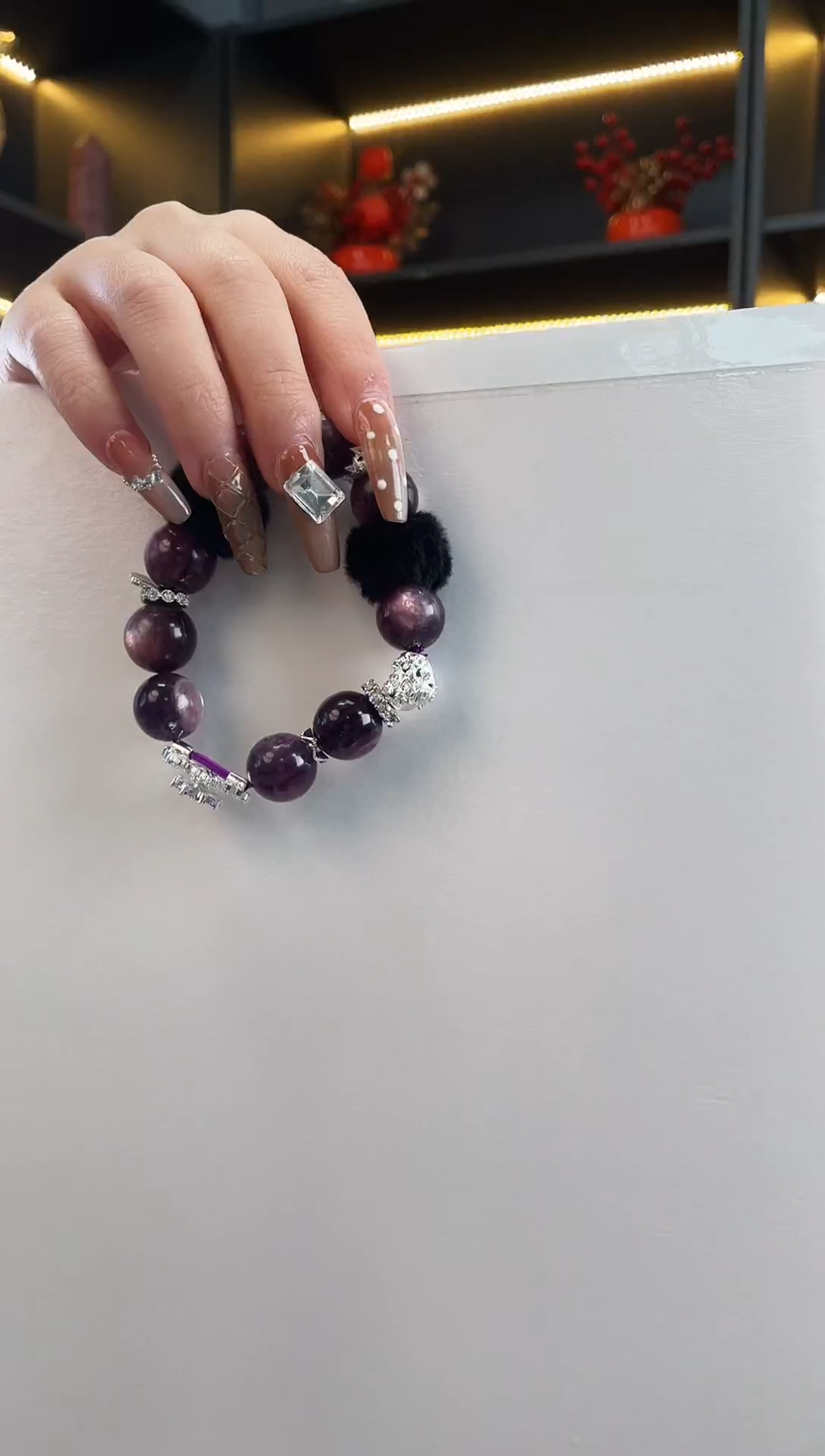 未镶嵌手链水晶紫锂云母多宝手串