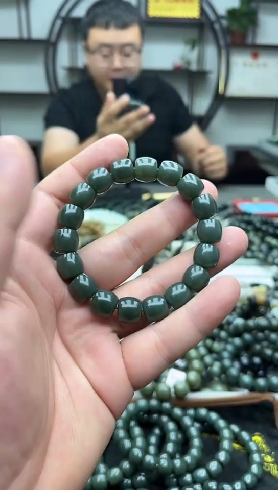 手串未镶嵌和田玉纯天然新疆且末瓷蓝12