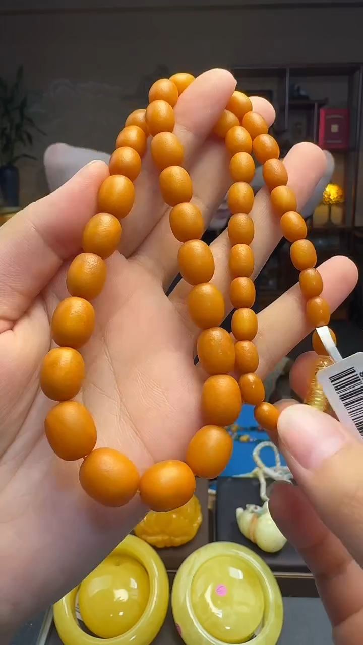琥珀项链未镶嵌天然保真蜜蜡枣珠项链