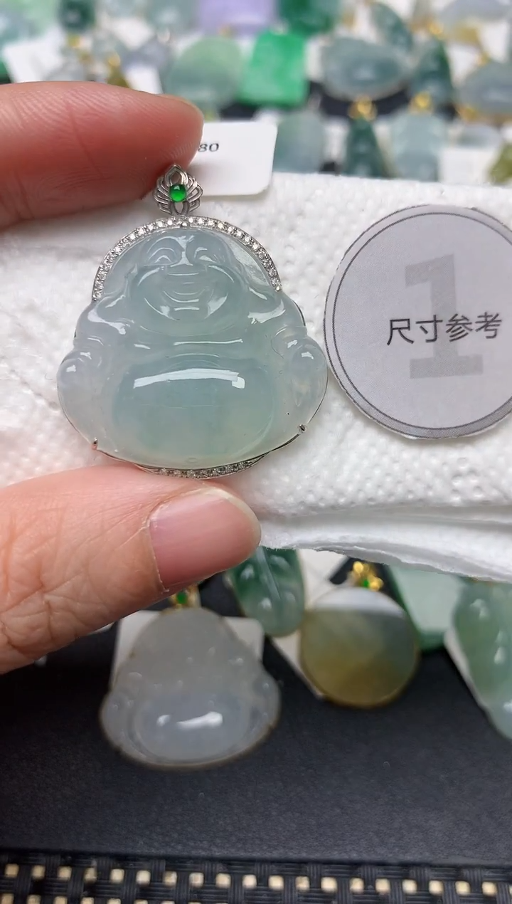 颈饰18K金镶嵌翡翠天然缅甸A货翡翠