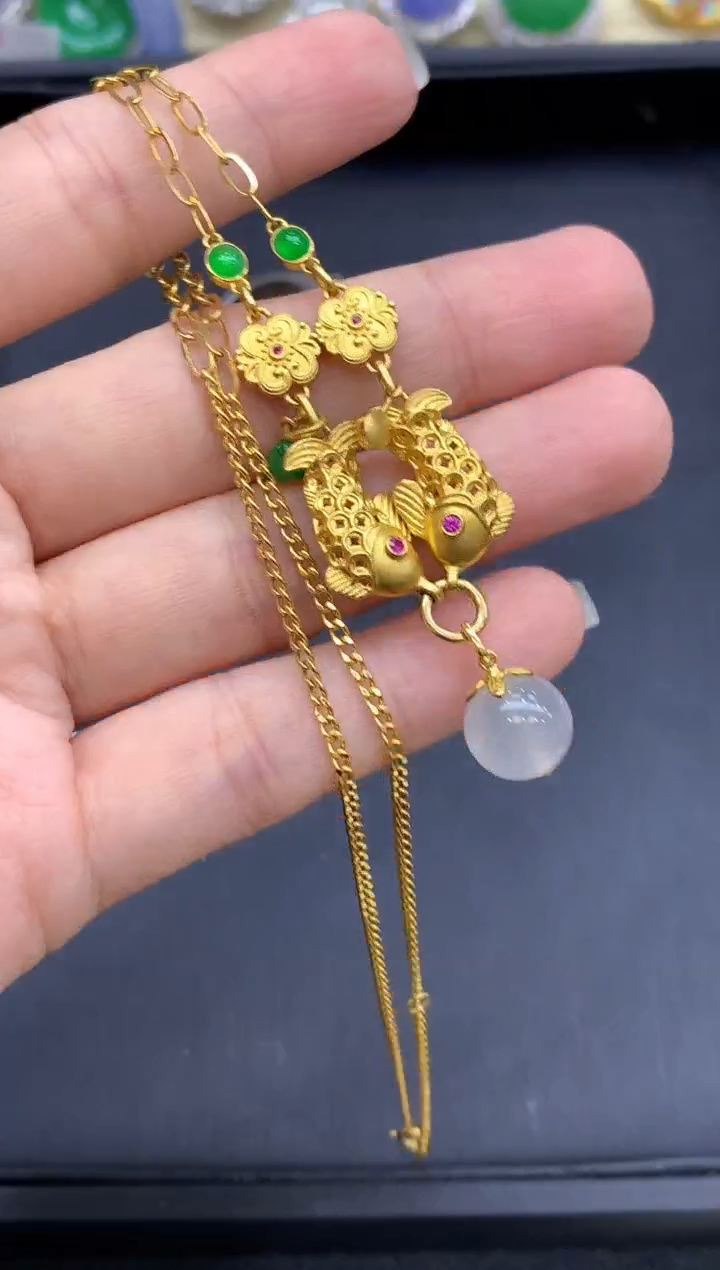 颈饰18K金镶嵌翡翠769-中国好珍宝