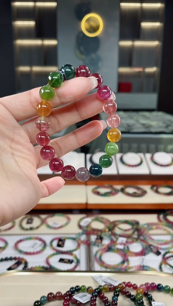 未镶嵌老矿碧玺单圈手串10mm+碧玺多样性发一条T