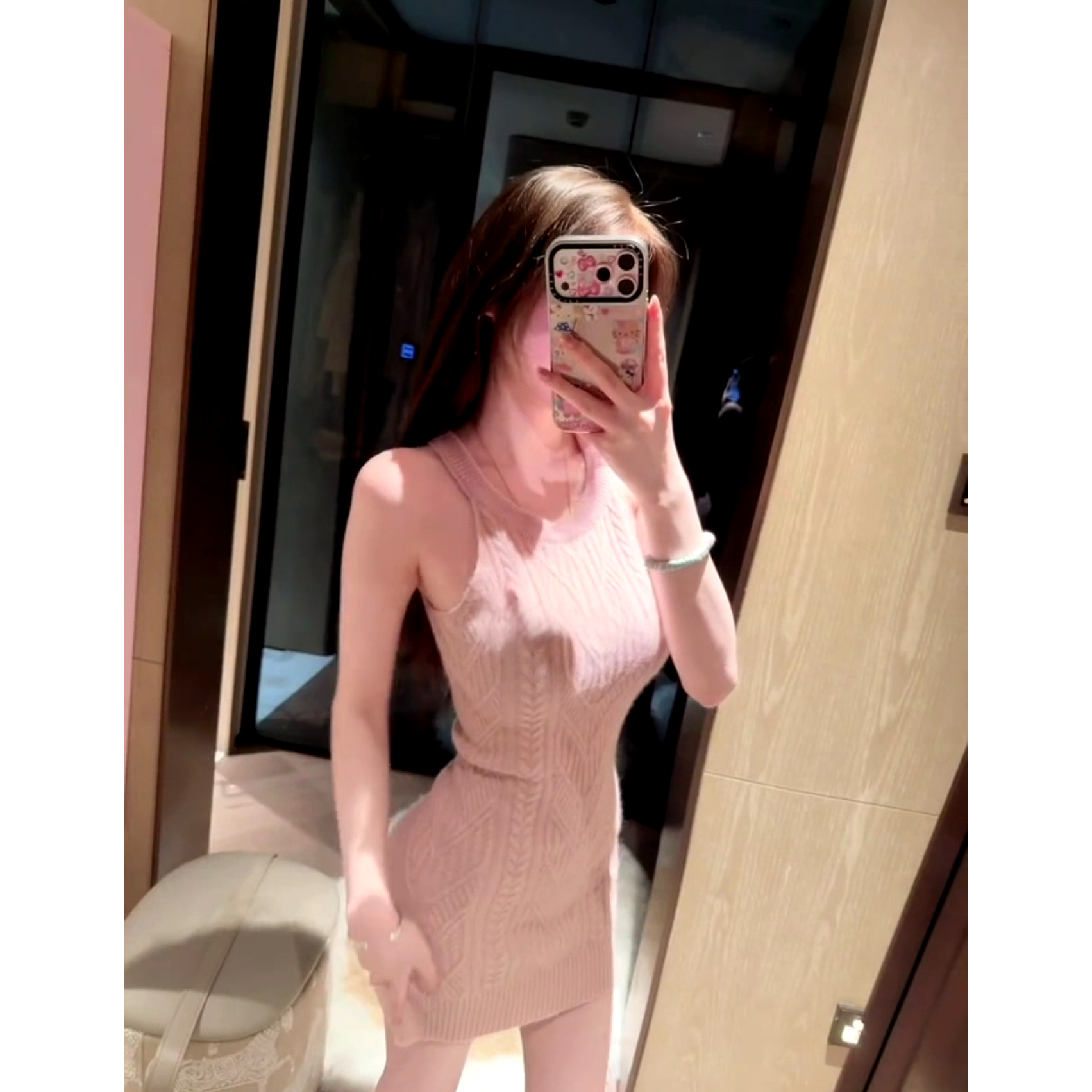 高级感巨好看无袖背心毛衣裙子内搭打底修身包臀性感针织连衣裙秋