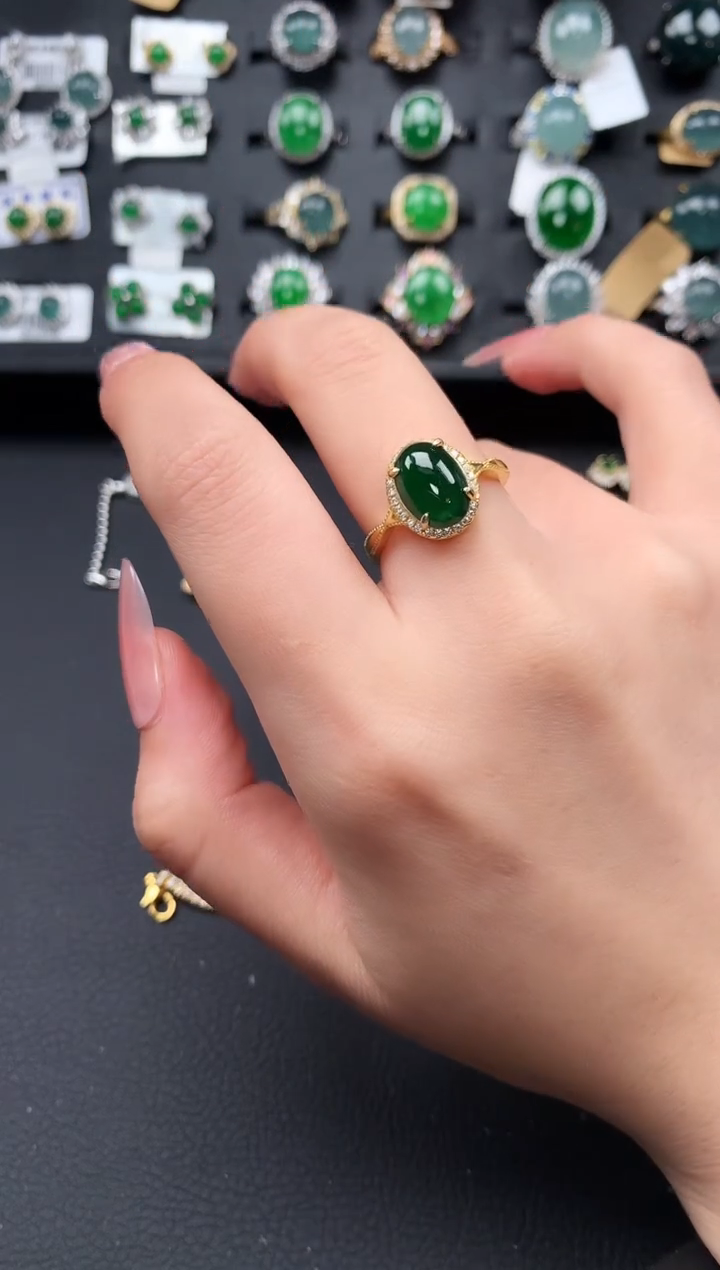 【闪购商品】翡翠戒指银S925镶嵌513241