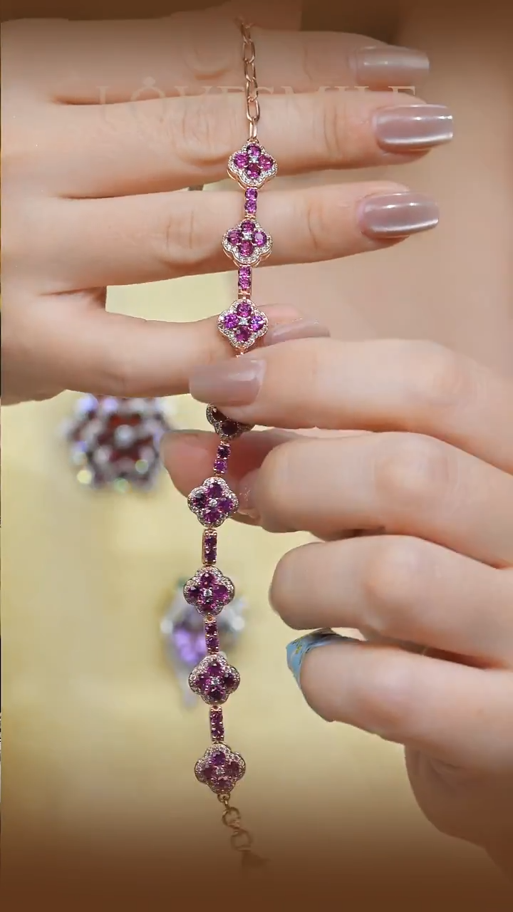 银S925镶嵌手链石榴石070