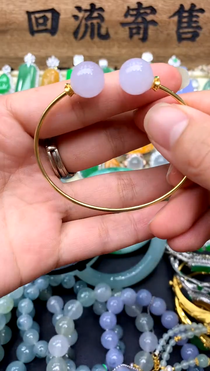 【闪购商品】翡翠手镯18K金镶嵌303-中国好珍宝