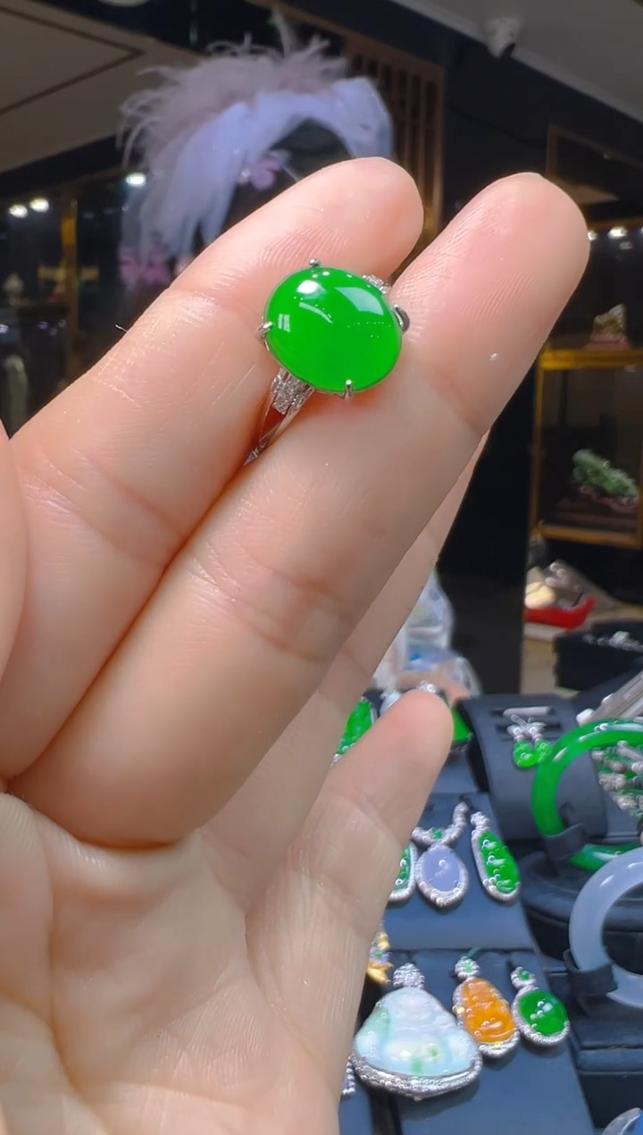 银S925镶嵌戒指翡翠014(多样性发货发其一)