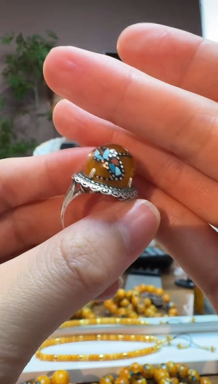 银S925镶嵌颈饰蜜蜡4934天然蜜蜡珠宝奇石全都保真