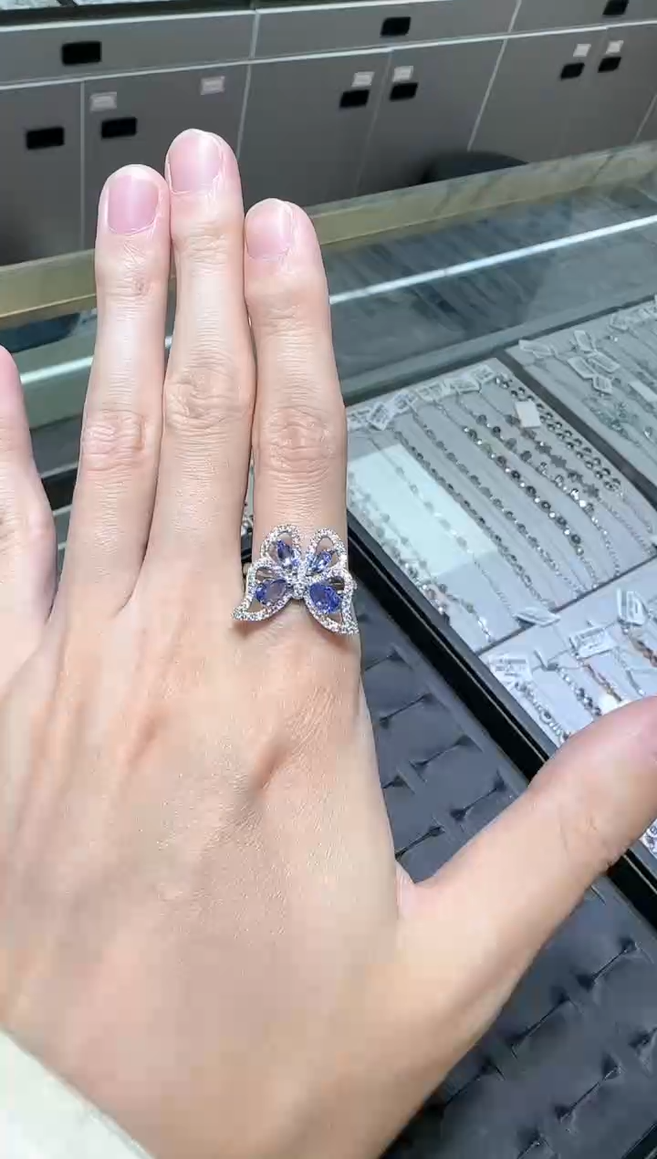 【闪购商品】坦桑石戒指银S925镶嵌设计款