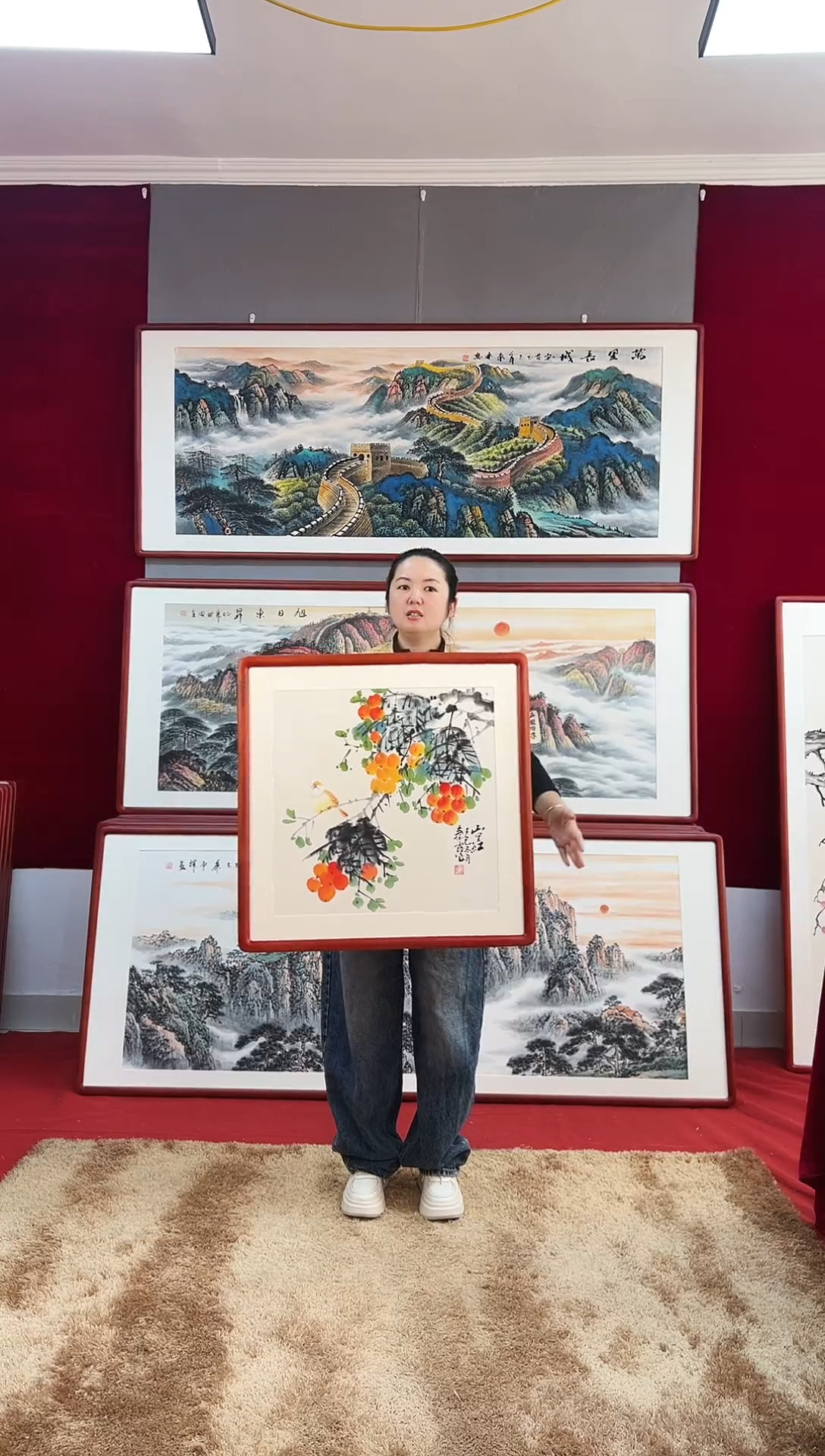 国画手绘山里红63*63尺寸