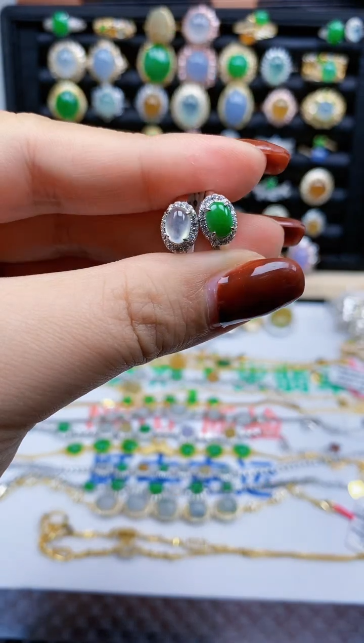 银S925镶嵌戒指翡翠6