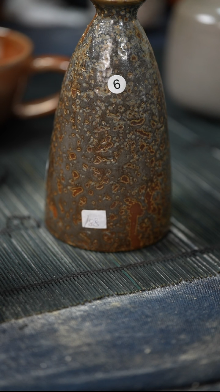 浪鬼家釉绘柴烧远*花器